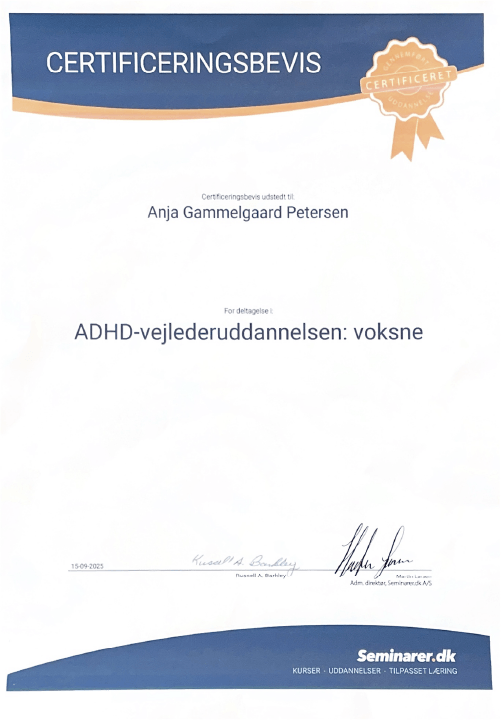 ADHD-vejleder eksamensbevis